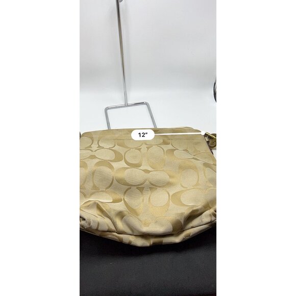 Coach E1159 Beige Signature Canvas & Gold Leather Crossbody Bag Pink Lining - Picture 12 of 13
